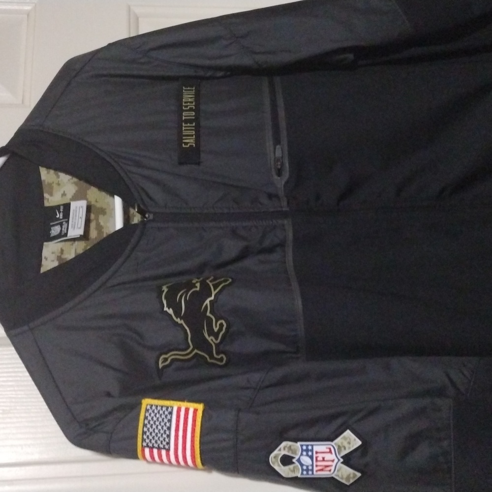 Nike Detroit Lions Dri Fit On Field Material Dri Fit Zip Up Men's Medium